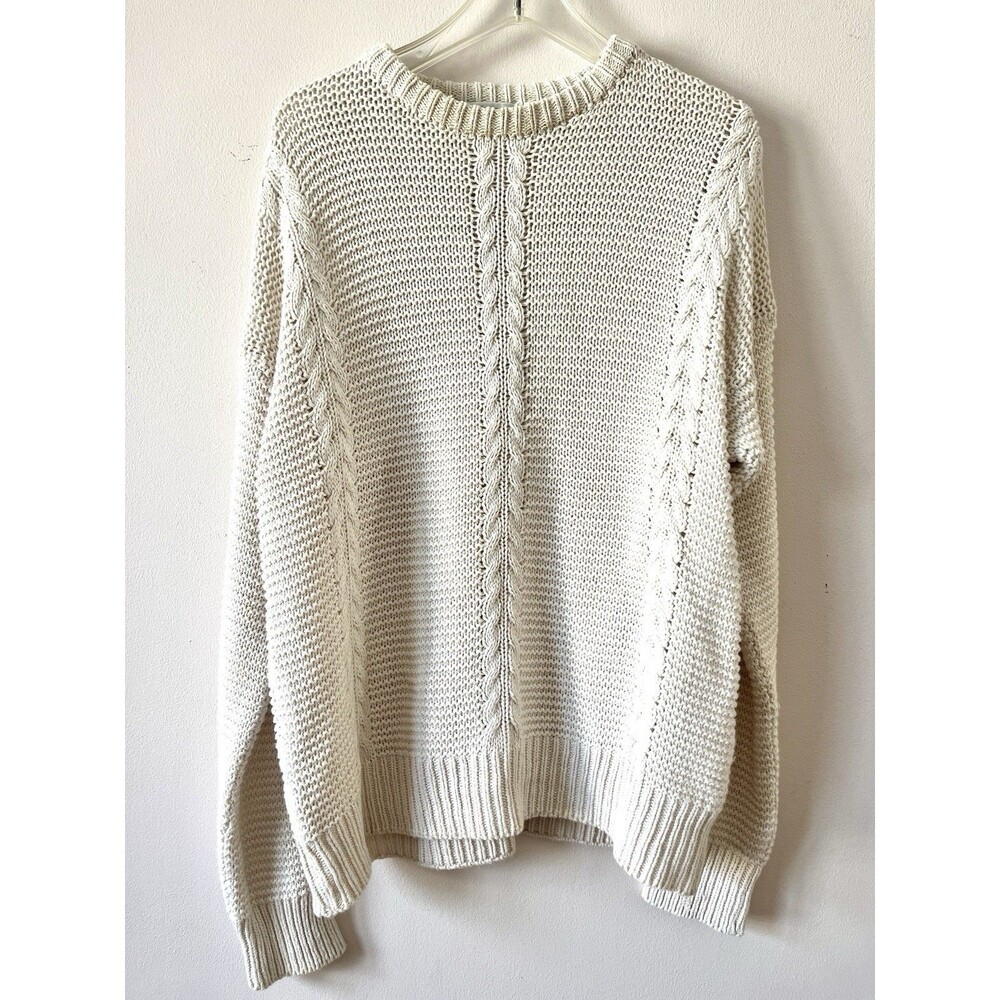 Vintage Claiborne Fisherman Cable Knit Ramie Cotton Sweater Men's L